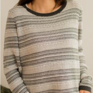 Tommy Hilfiger Black and Gray Striped Sweater